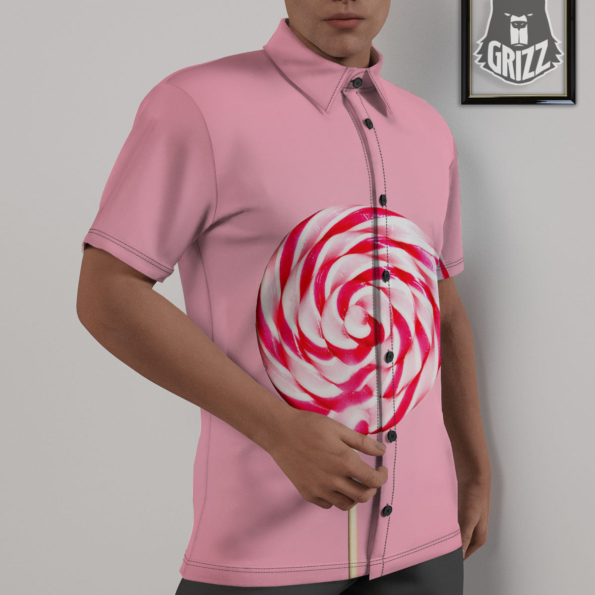 Lollipop Retro Print Untucked Shirts-grizzshop
