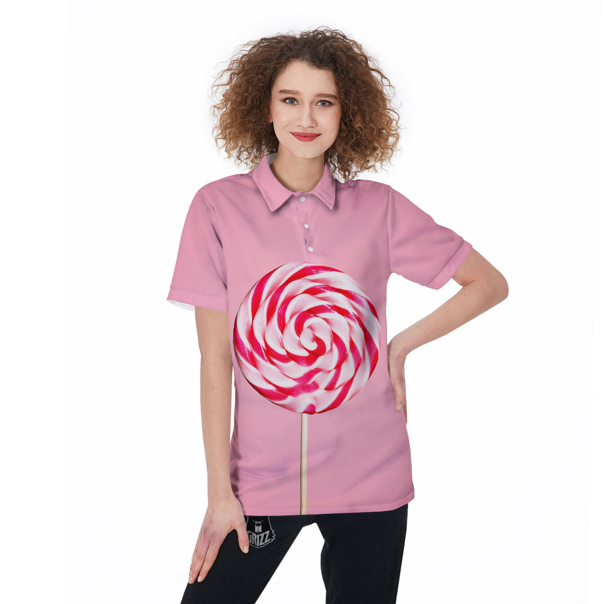 Lollipop Retro Print Women's Golf Shirts-grizzshop