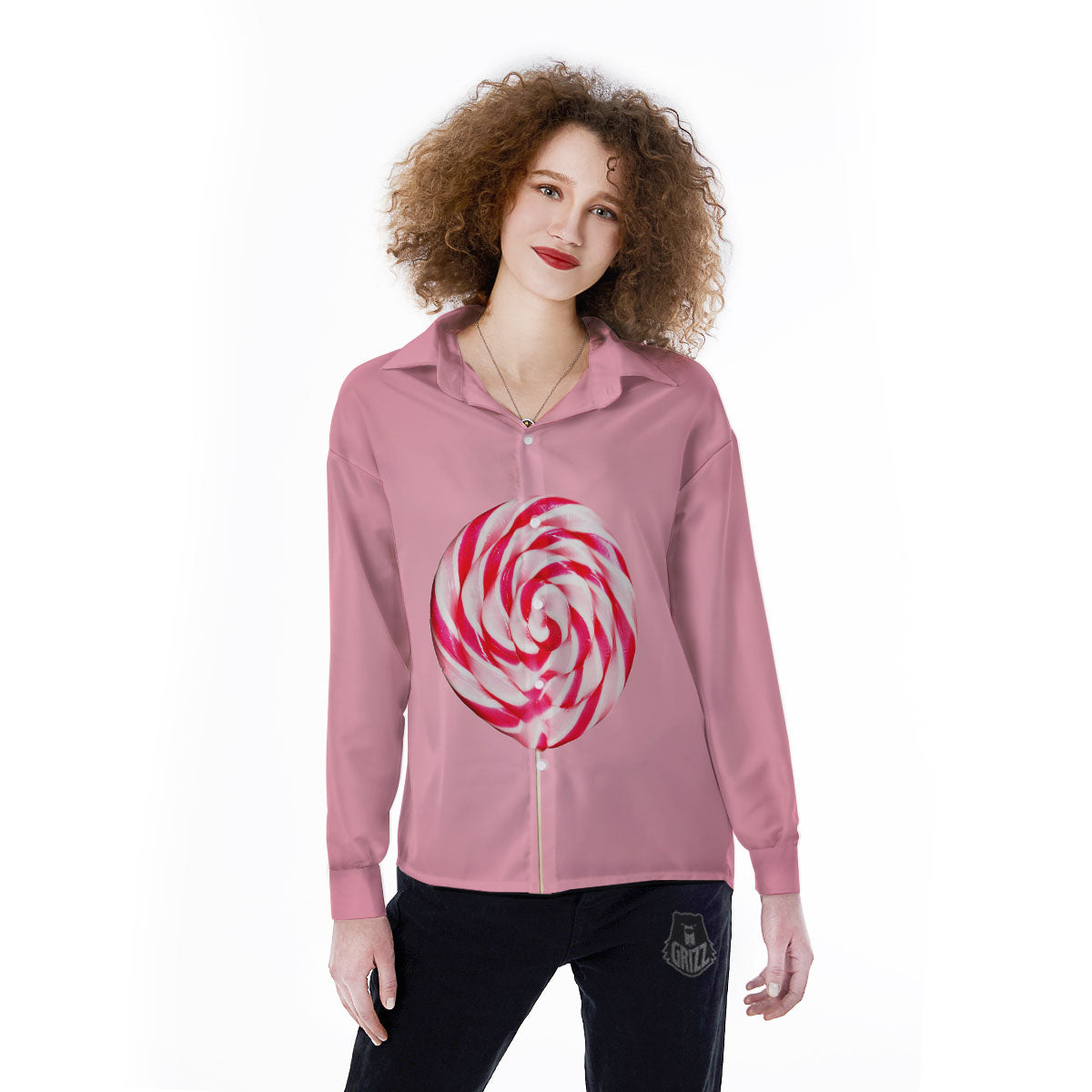 Lollipop Retro Print Women's Long Sleeve Shirts-grizzshop