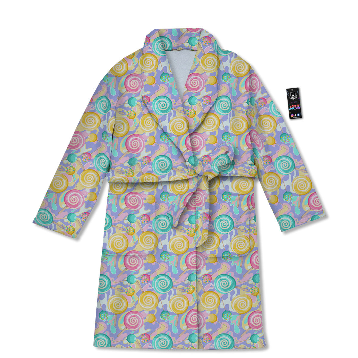 Lollipop Swirl Colorful Print Pattern Bathrobe-grizzshop
