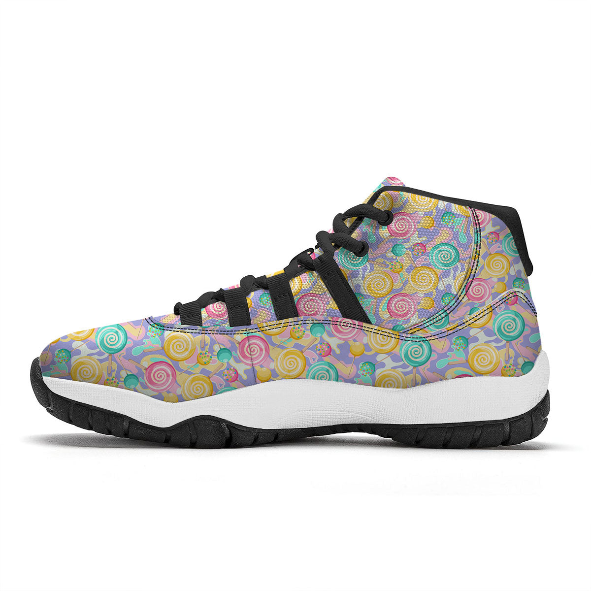 Lollipop Swirl Colorful Print Pattern Black Bball Shoes-grizzshop
