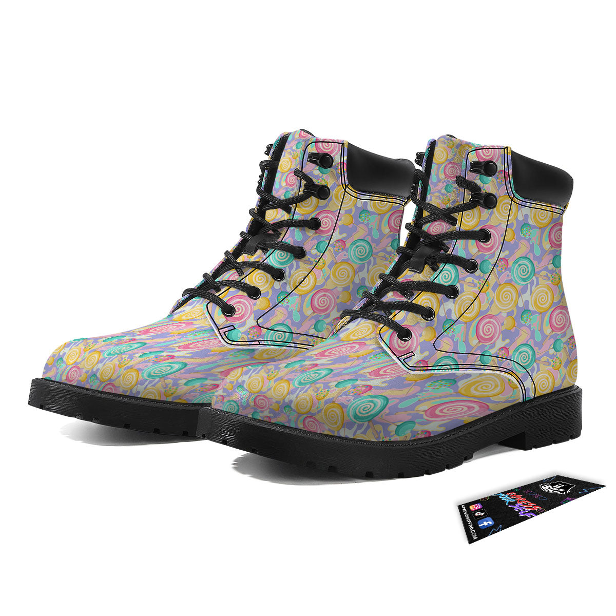Lollipop Swirl Colorful Print Pattern Boots-grizzshop
