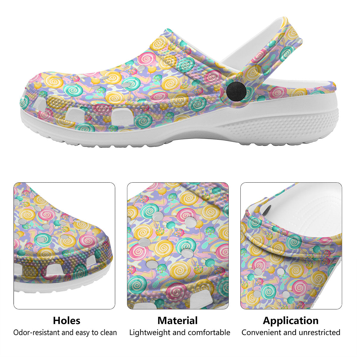 Lollipop Swirl Colorful Print Pattern Clog-grizzshop