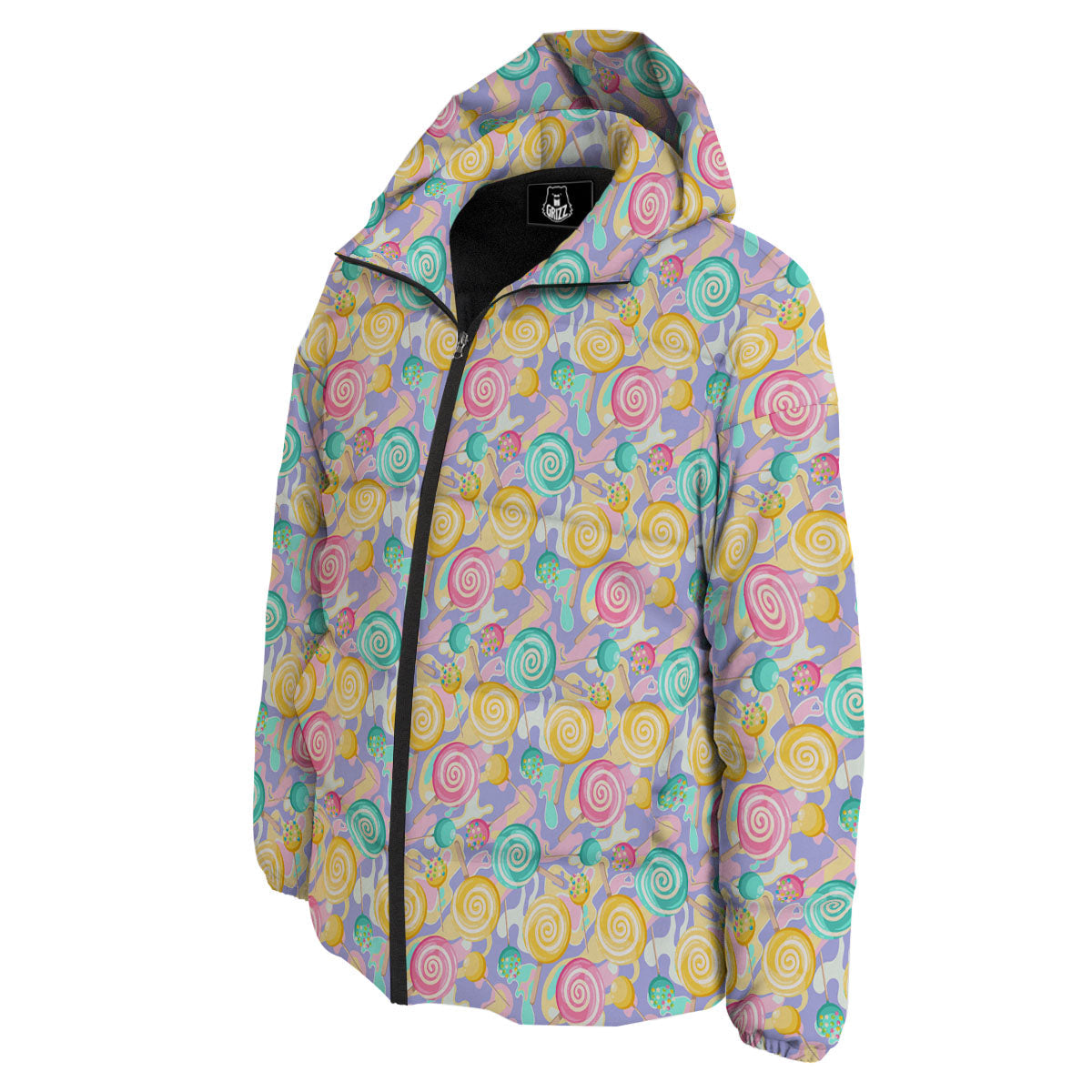 Lollipop Swirl Colorful Print Pattern Down Jacket-grizzshop