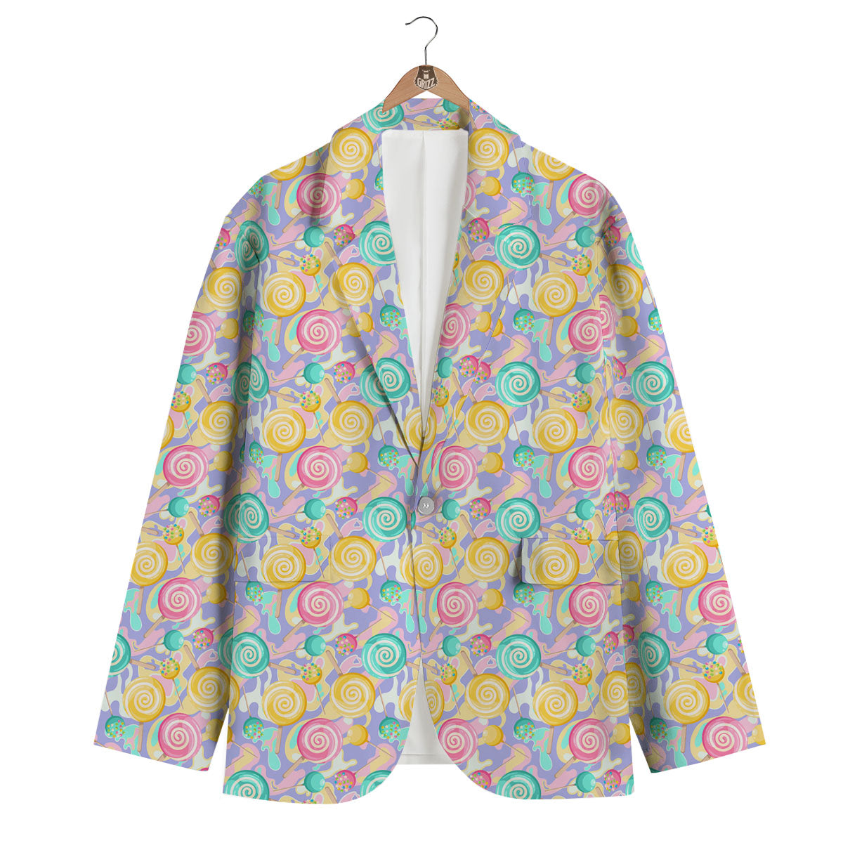 Lollipop Swirl Colorful Print Pattern Men's Blazer-grizzshop