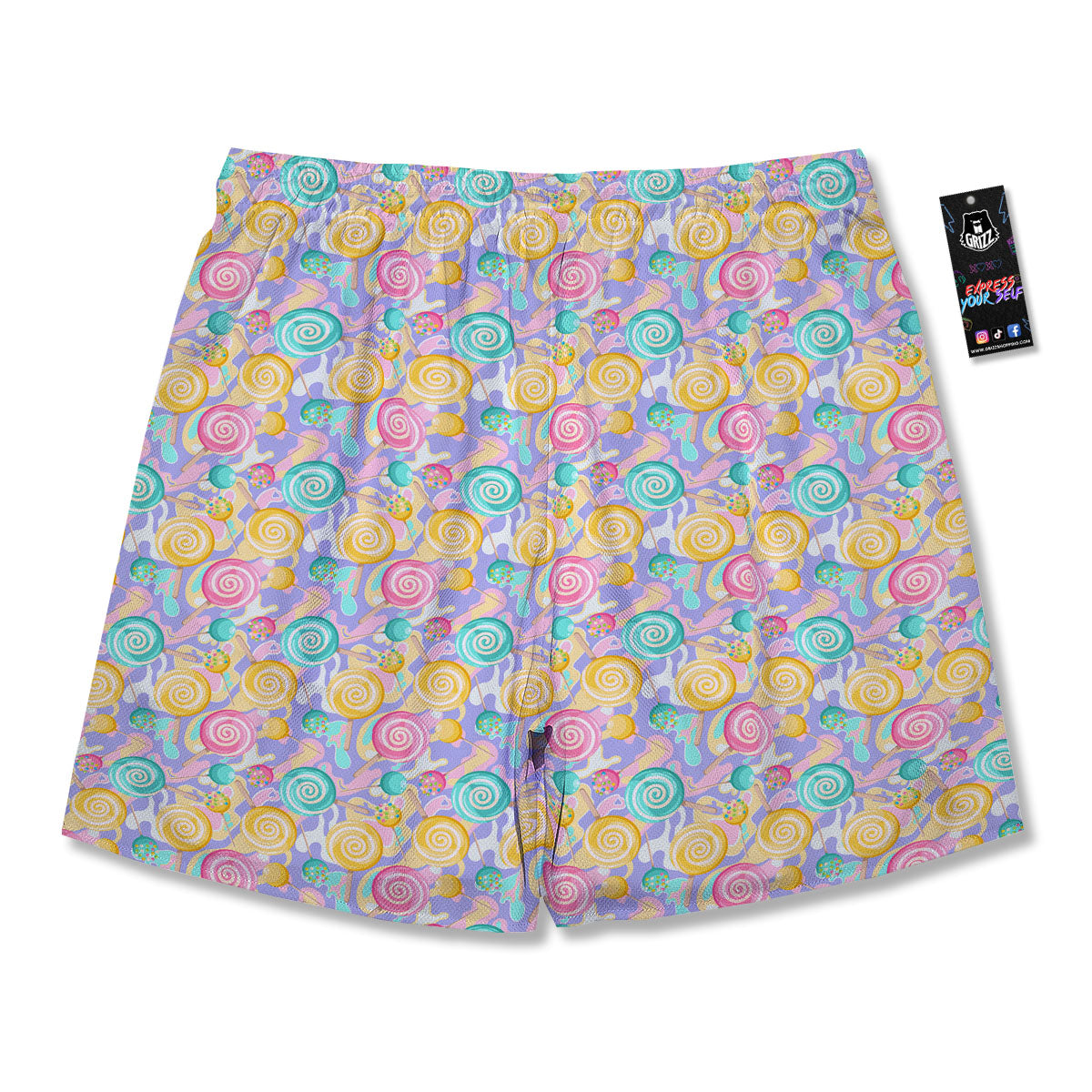 Lollipop Swirl Colorful Print Pattern Men's Running Shorts-grizzshop