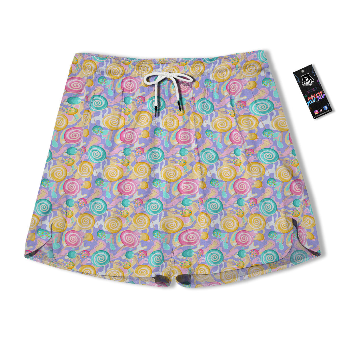 Lollipop Swirl Colorful Print Pattern Men's Running Shorts-grizzshop