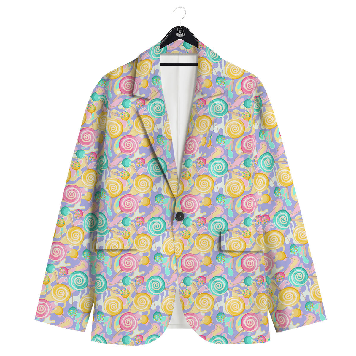 Lollipop Swirl Colorful Print Pattern Men's Sport Coat-grizzshop