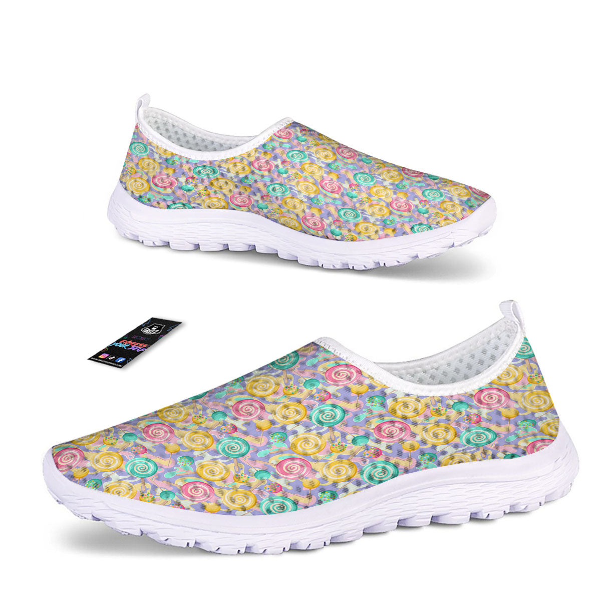 Lollipop Swirl Colorful Print Pattern Nurse Shoes-grizzshop