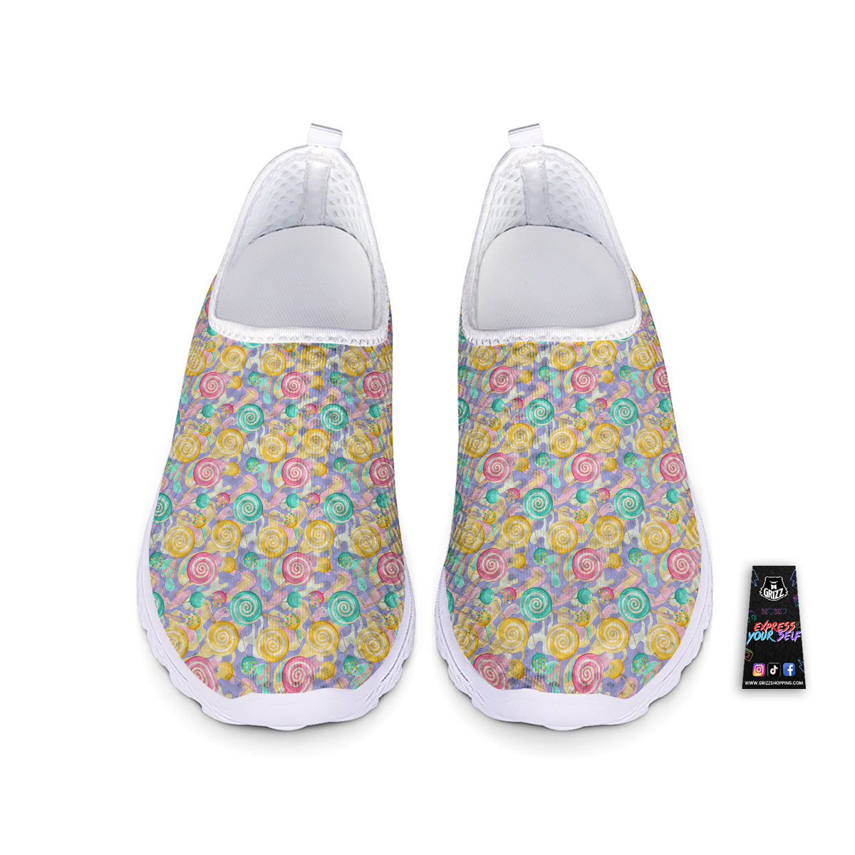 Lollipop Swirl Colorful Print Pattern Nurse Shoes-grizzshop
