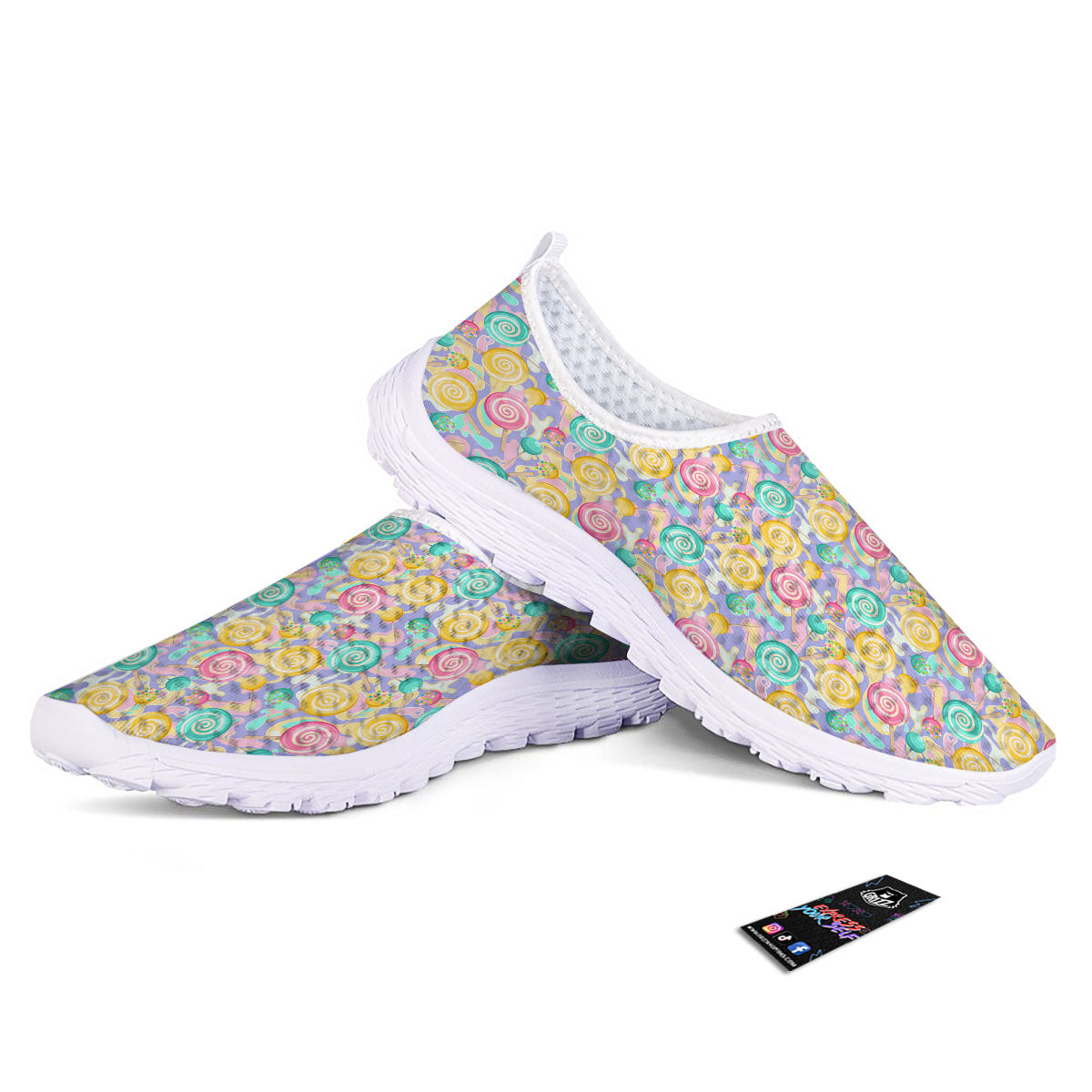 Lollipop Swirl Colorful Print Pattern Nurse Shoes-grizzshop