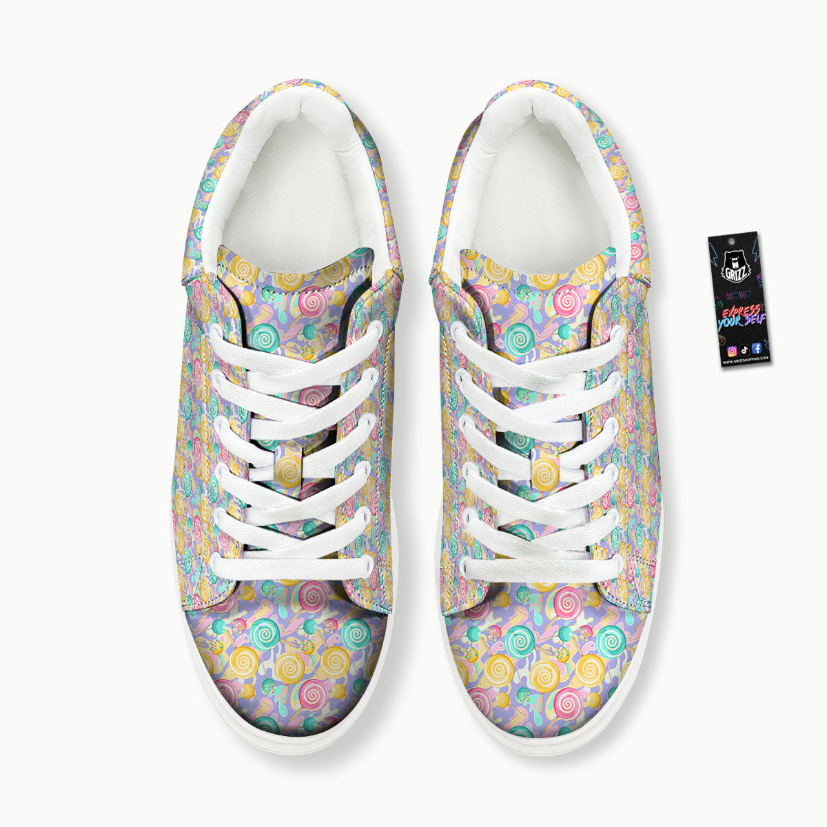 Lollipop Swirl Colorful Print Pattern Platform Shoes-grizzshop
