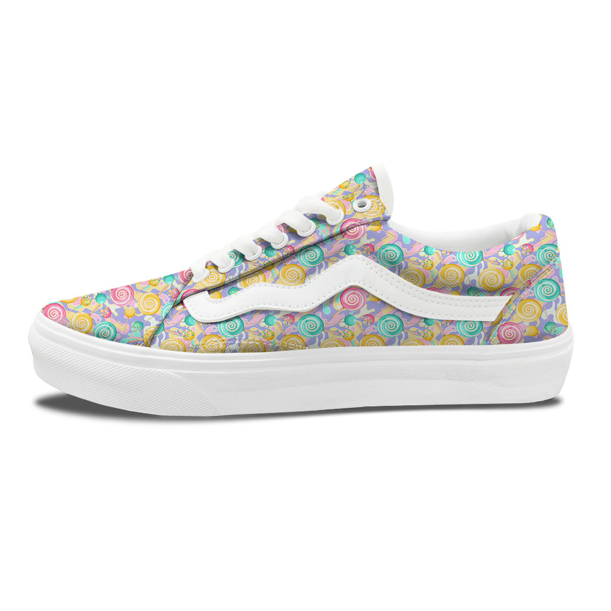 Lollipop Swirl Colorful Print Pattern Skate Shoes-grizzshop