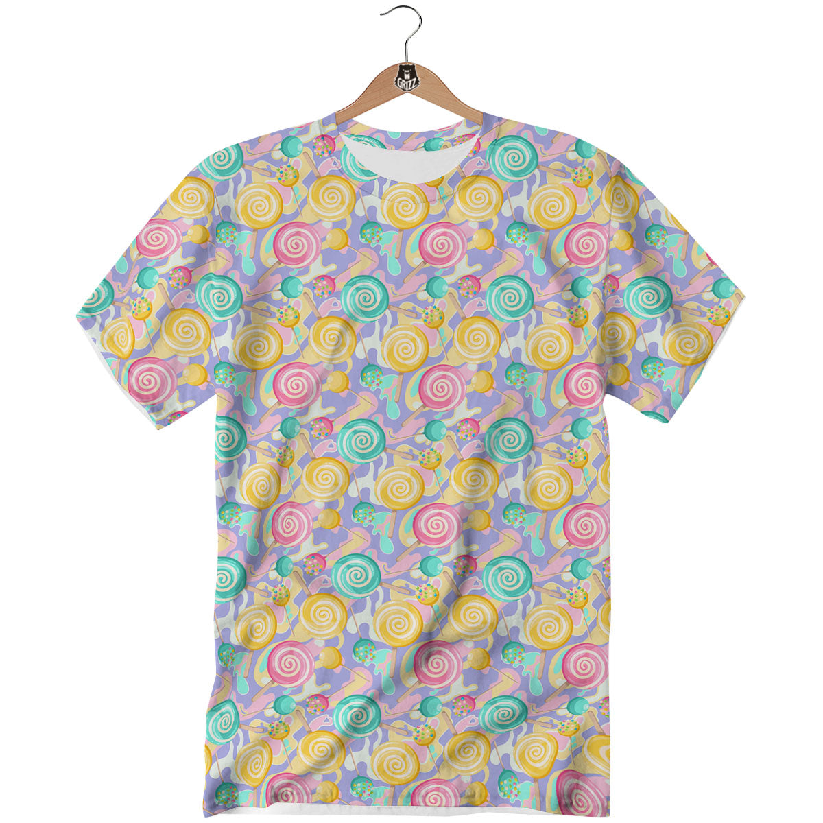 Lollipop Swirl Colorful Print Pattern T-Shirt-grizzshop