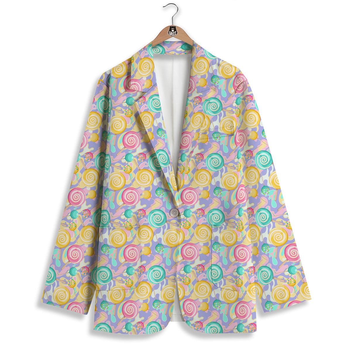 Lollipop Swirl Colorful Print Pattern Women's Blazer-grizzshop