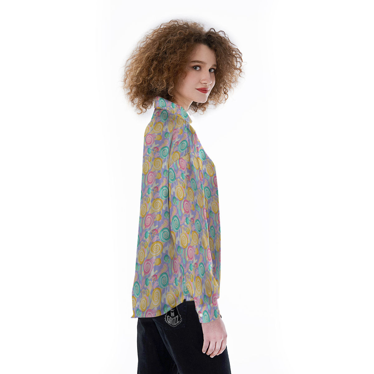 Lollipop Swirl Colorful Print Pattern Women's Long Sleeve Shirts-grizzshop