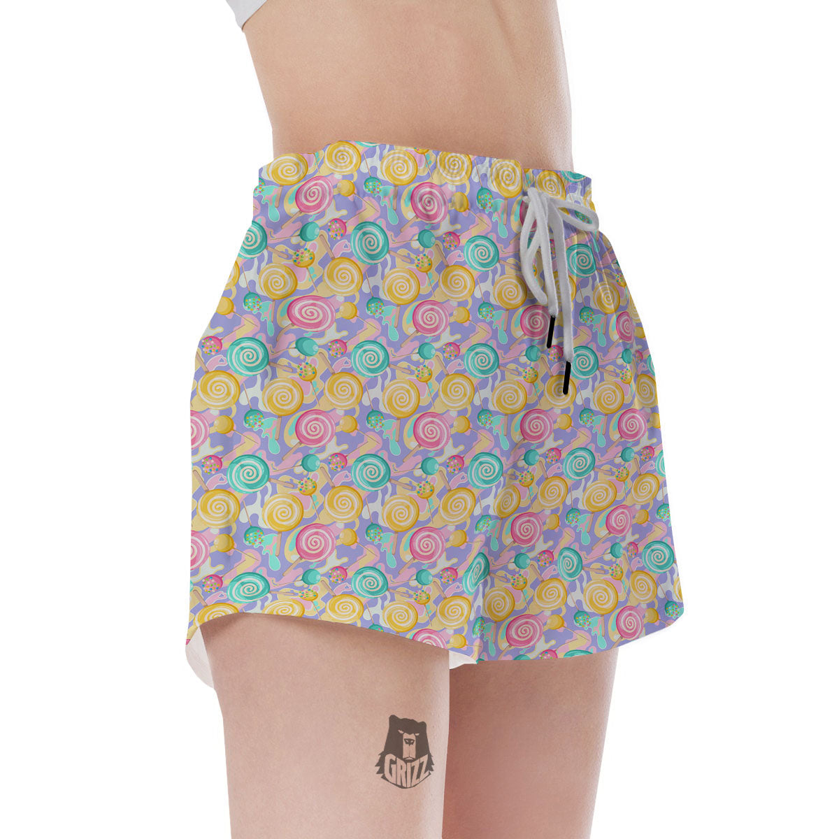 Lollipop Swirl Colorful Print Pattern Women's Shorts-grizzshop