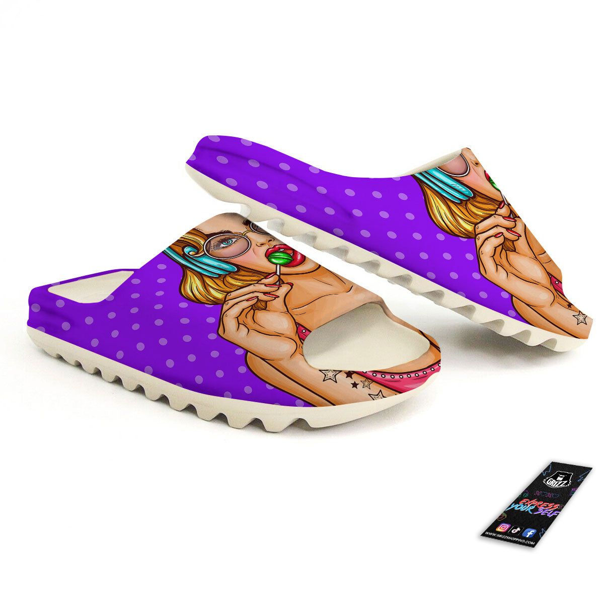 Lollipop And Punk Girl Print Sandals-grizzshop