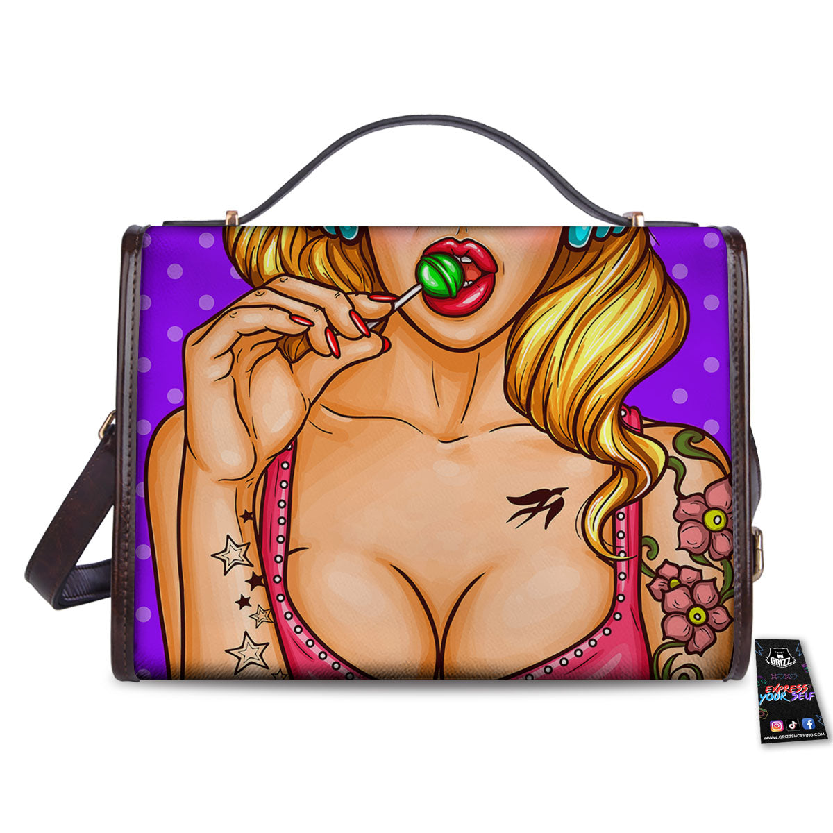 Lollipop And Punk Girl Print Women's Satchel Bag