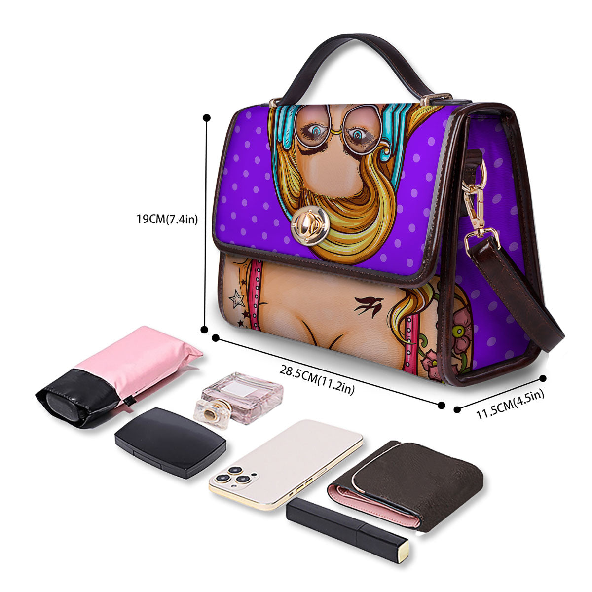 Lollipop And Punk Girl Print Women's Satchel Bag