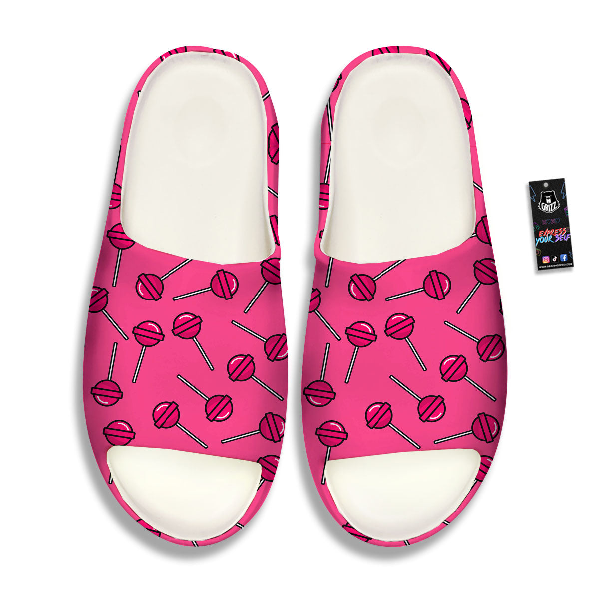 Lollipop Candy Pink Print Pattern Sandals-grizzshop