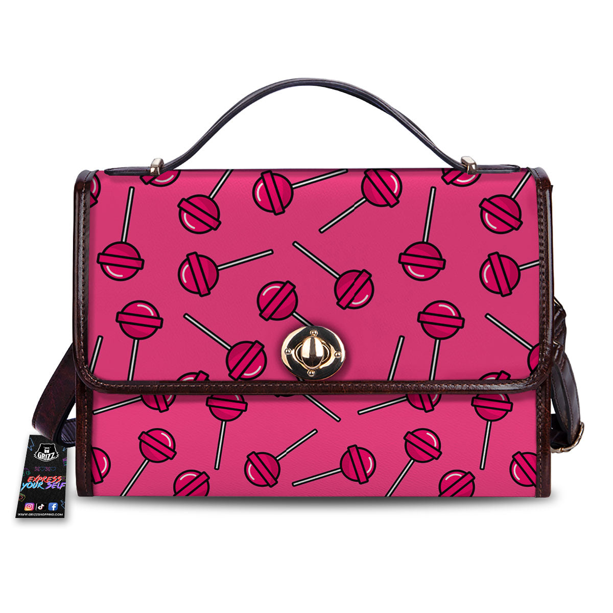 Lollipop Candy Pink Print Pattern Women's Satchel Bag