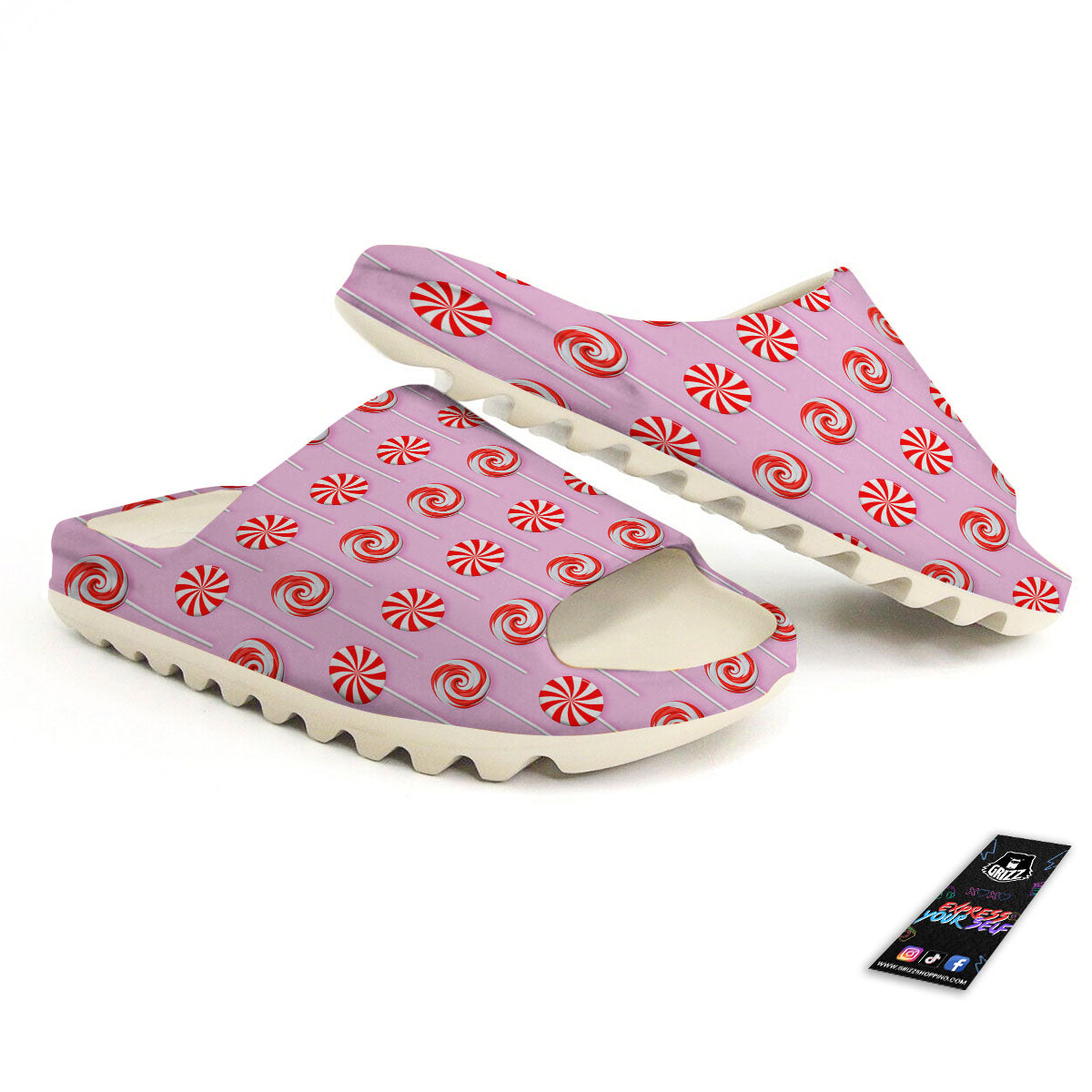 Lollipop Candy Red Print Pattern Sandals-grizzshop