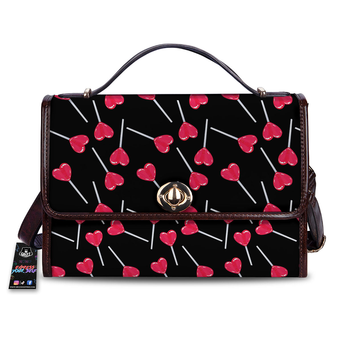Lollipop Red Heart Print Pattern Women's Satchel Bag