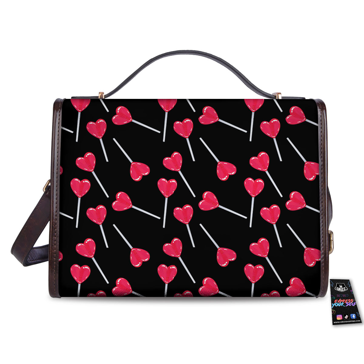 Lollipop Red Heart Print Pattern Women's Satchel Bag