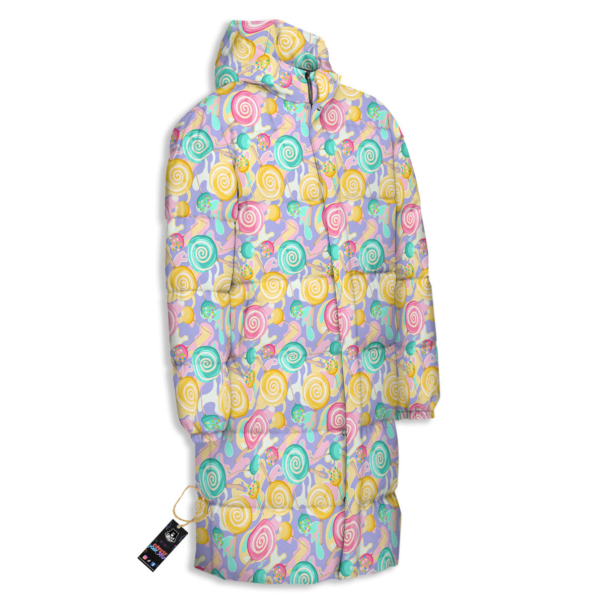 Lollipop Swirl Colorful Print Pattern Long Down Jacket