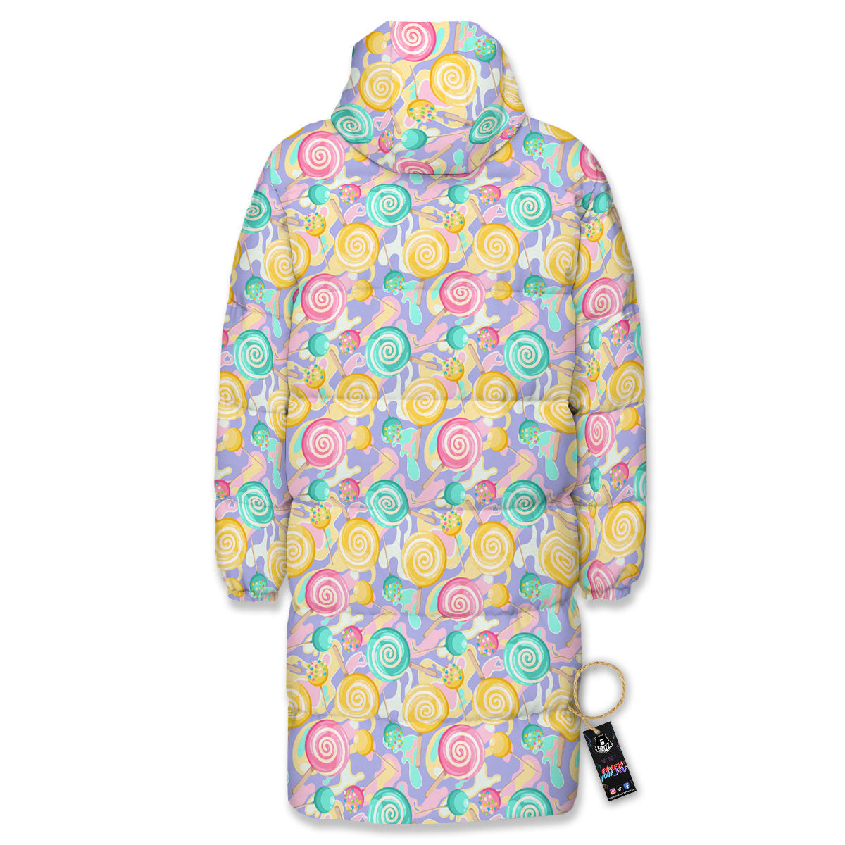 Lollipop Swirl Colorful Print Pattern Long Down Jacket