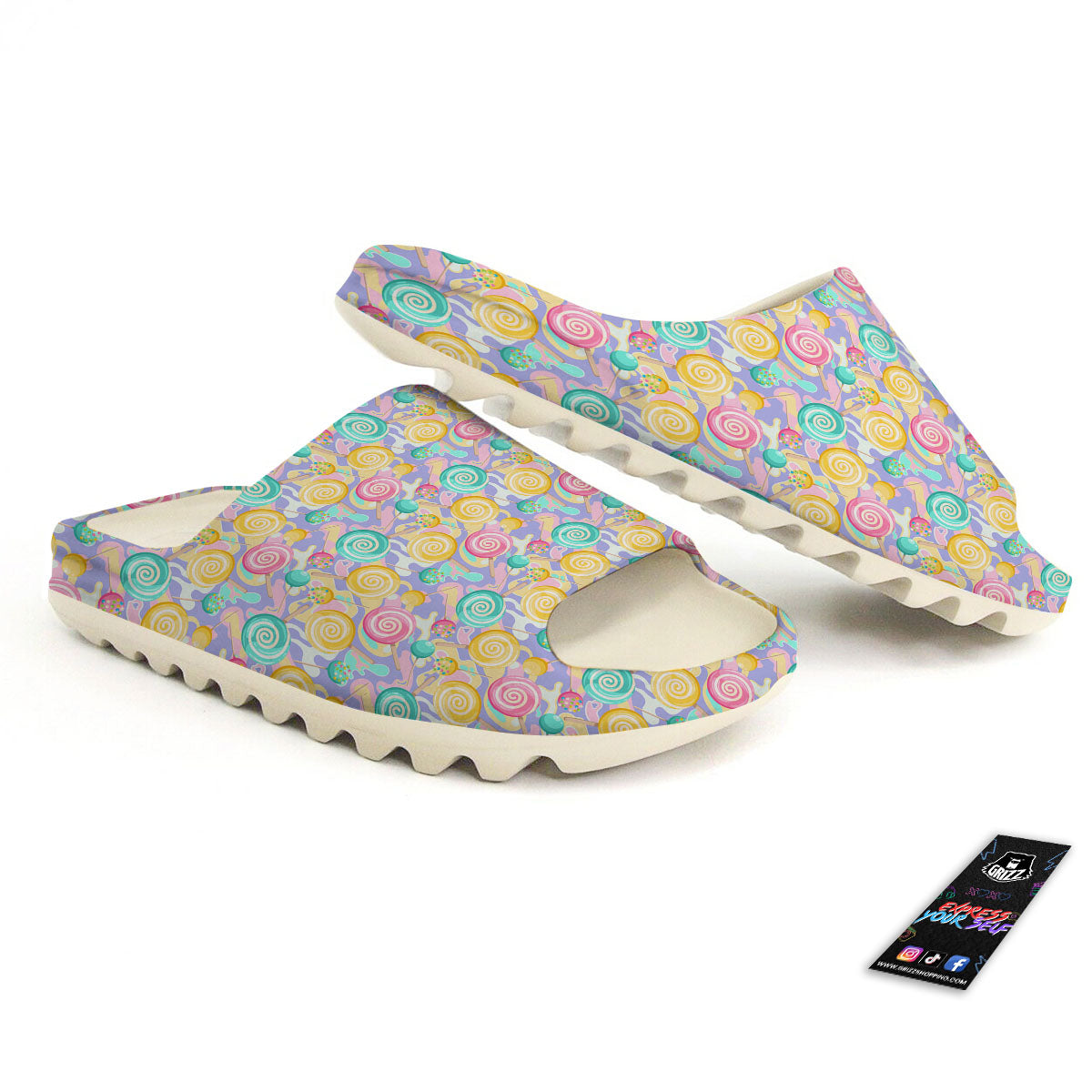 Lollipop Swirl Colorful Print Pattern Sandals-grizzshop