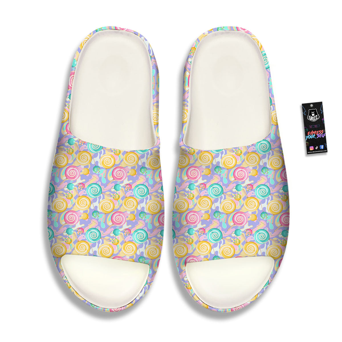 Lollipop Swirl Colorful Print Pattern Sandals-grizzshop