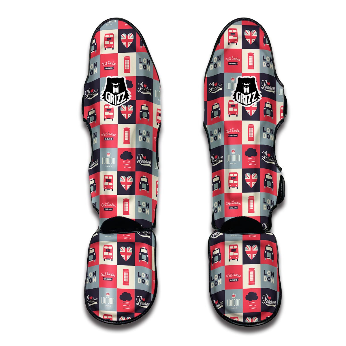 London Lover Pattern Print Muay Thai Shin Guards-grizzshop