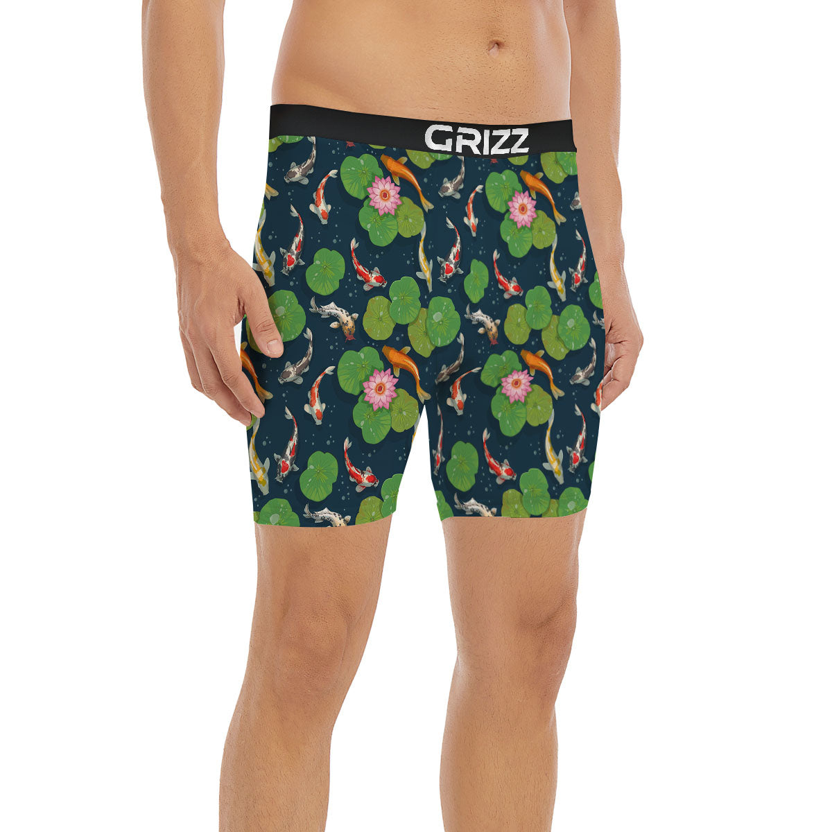 Lotus And Koi Carp Print Pattern Boxer Briefs-grizzshop