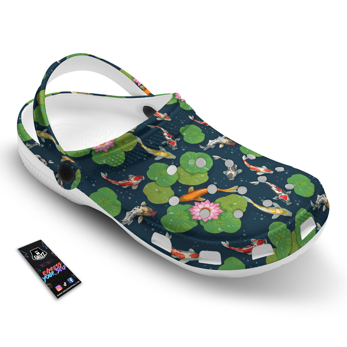 Lotus And Koi Carp Print Pattern Clog-grizzshop