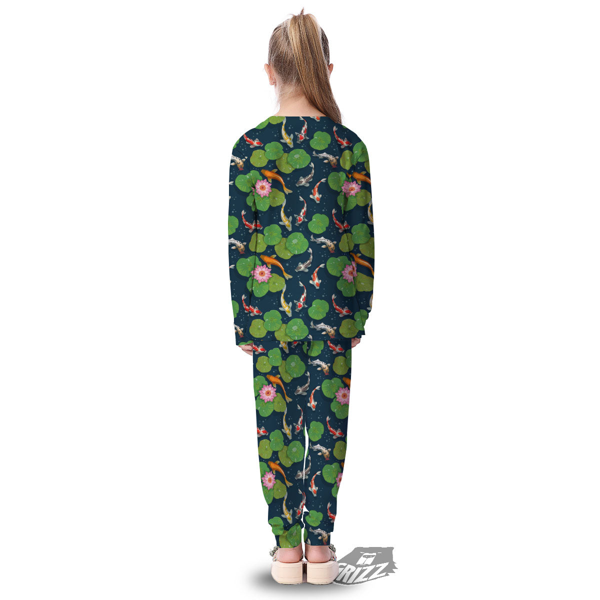 Lotus And Koi Carp Print Pattern Kid's Pajamas-grizzshop