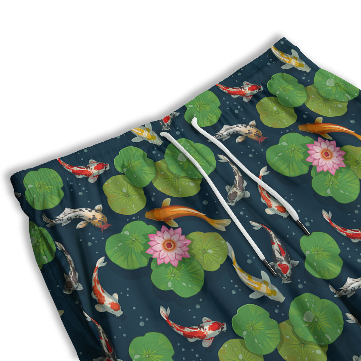 Lotus And Koi Carp Print Pattern Men's Athletic Shorts