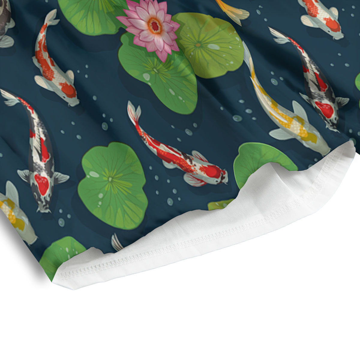 Lotus And Koi Carp Print Pattern Men's Athletic Shorts