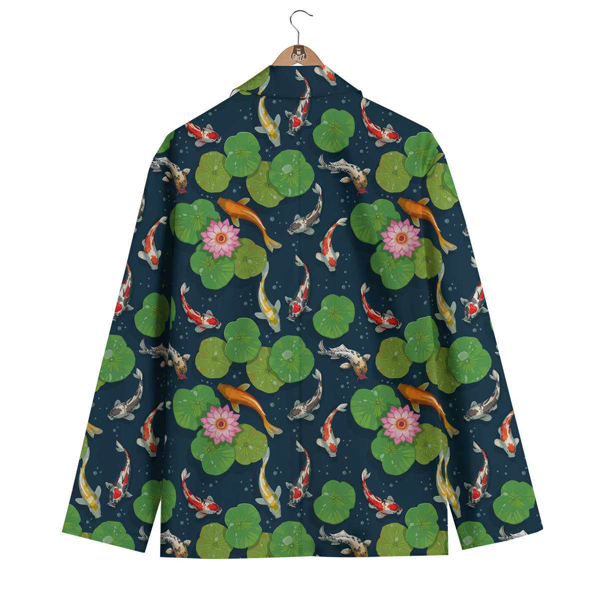 Lotus And Koi Carp Print Pattern Men's Blazer-grizzshop