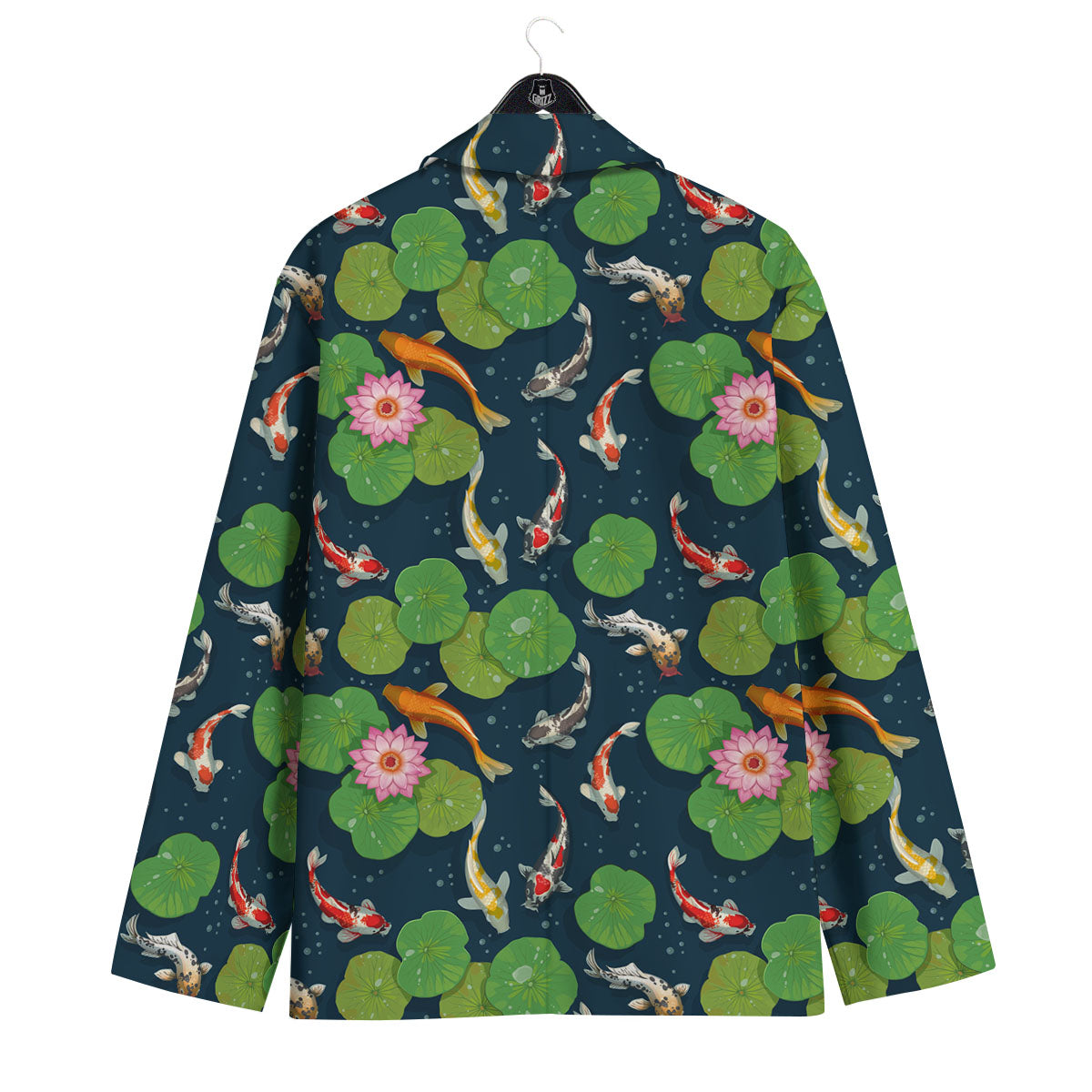 Lotus And Koi Carp Print Pattern Men's Sport Coat-grizzshop
