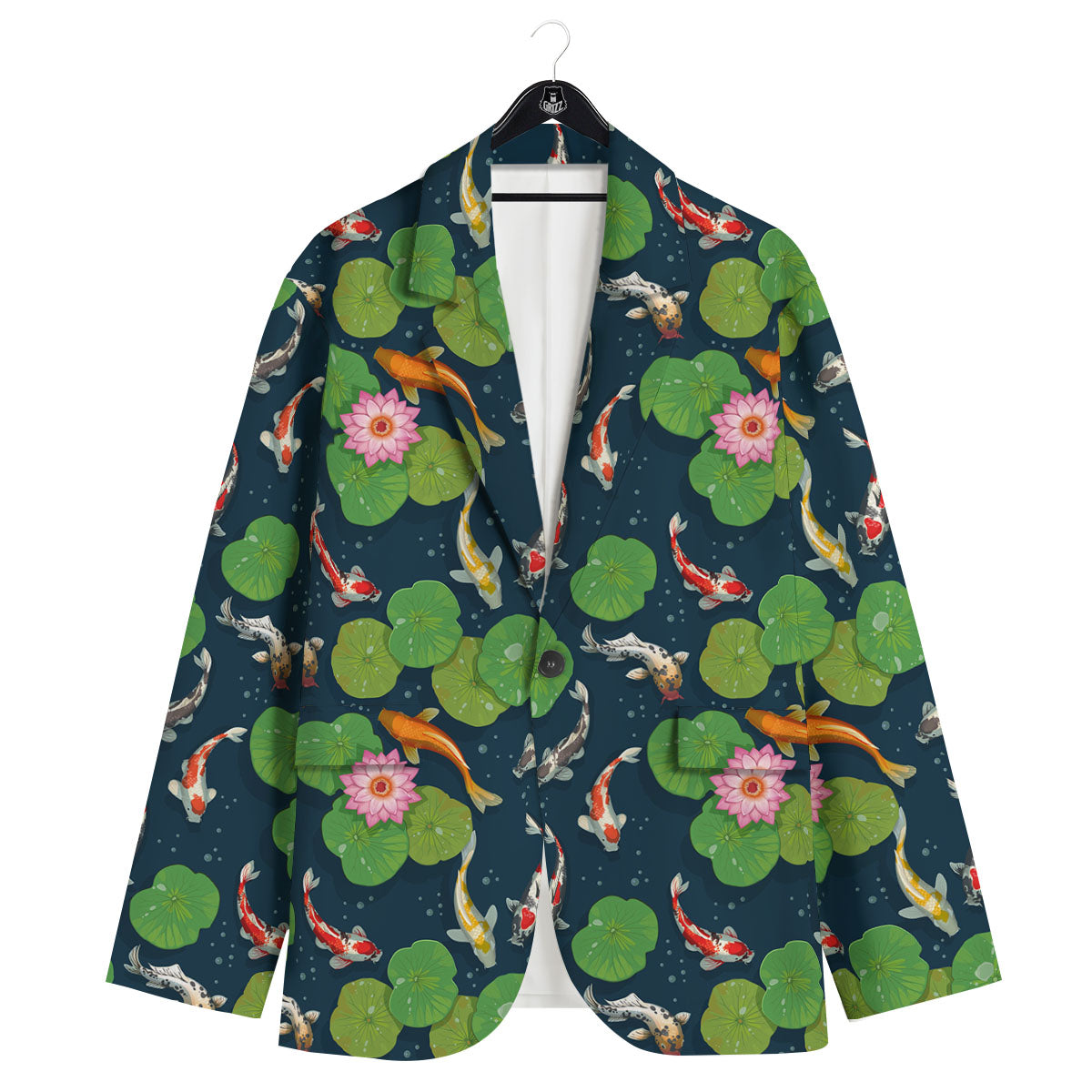 Lotus And Koi Carp Print Pattern Men's Sport Coat-grizzshop