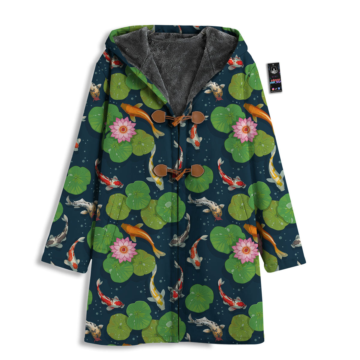 Lotus And Koi Carp Print Pattern Men's Windbreaker Jacket-grizzshop