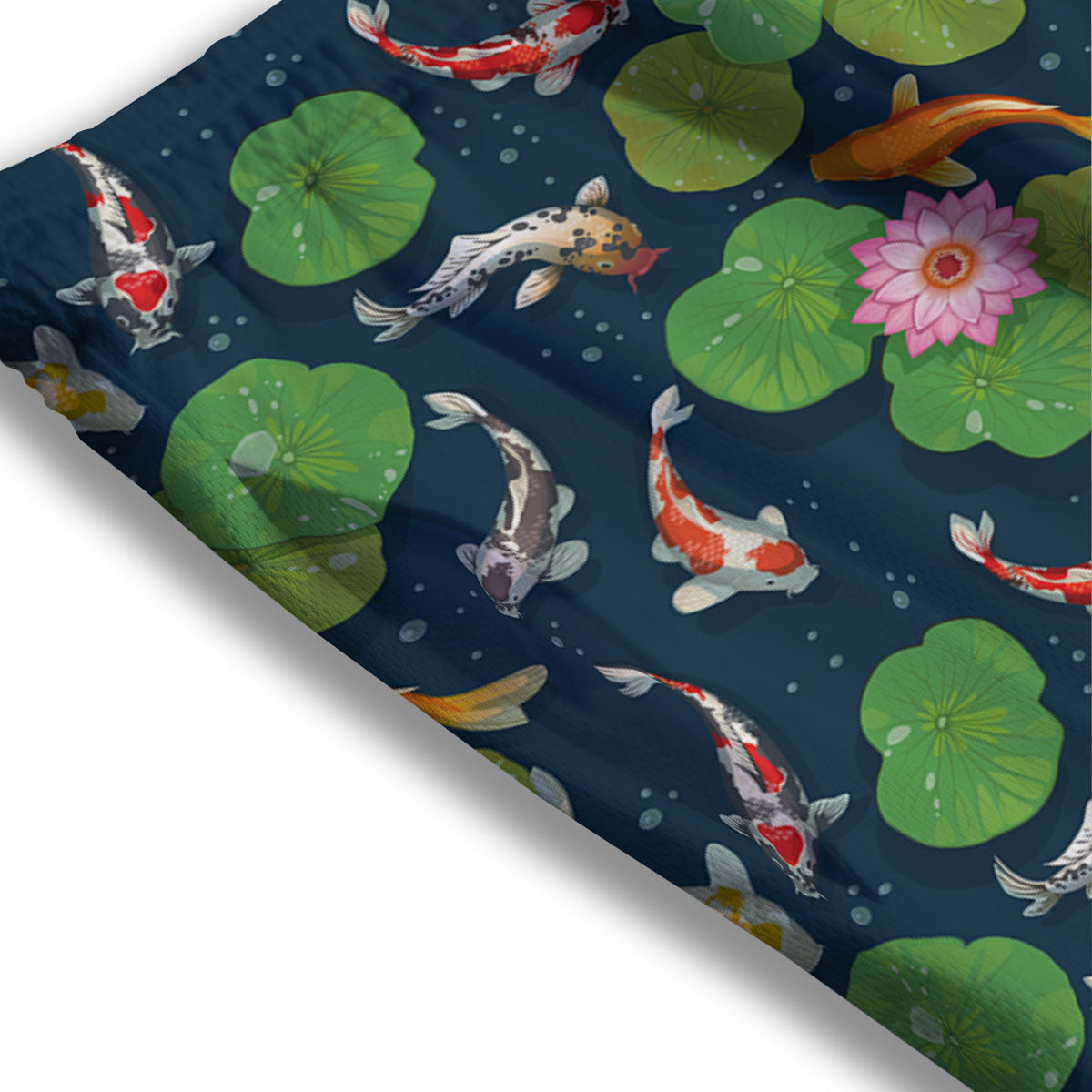 Lotus And Koi Carp Print Pattern Mesh Shorts