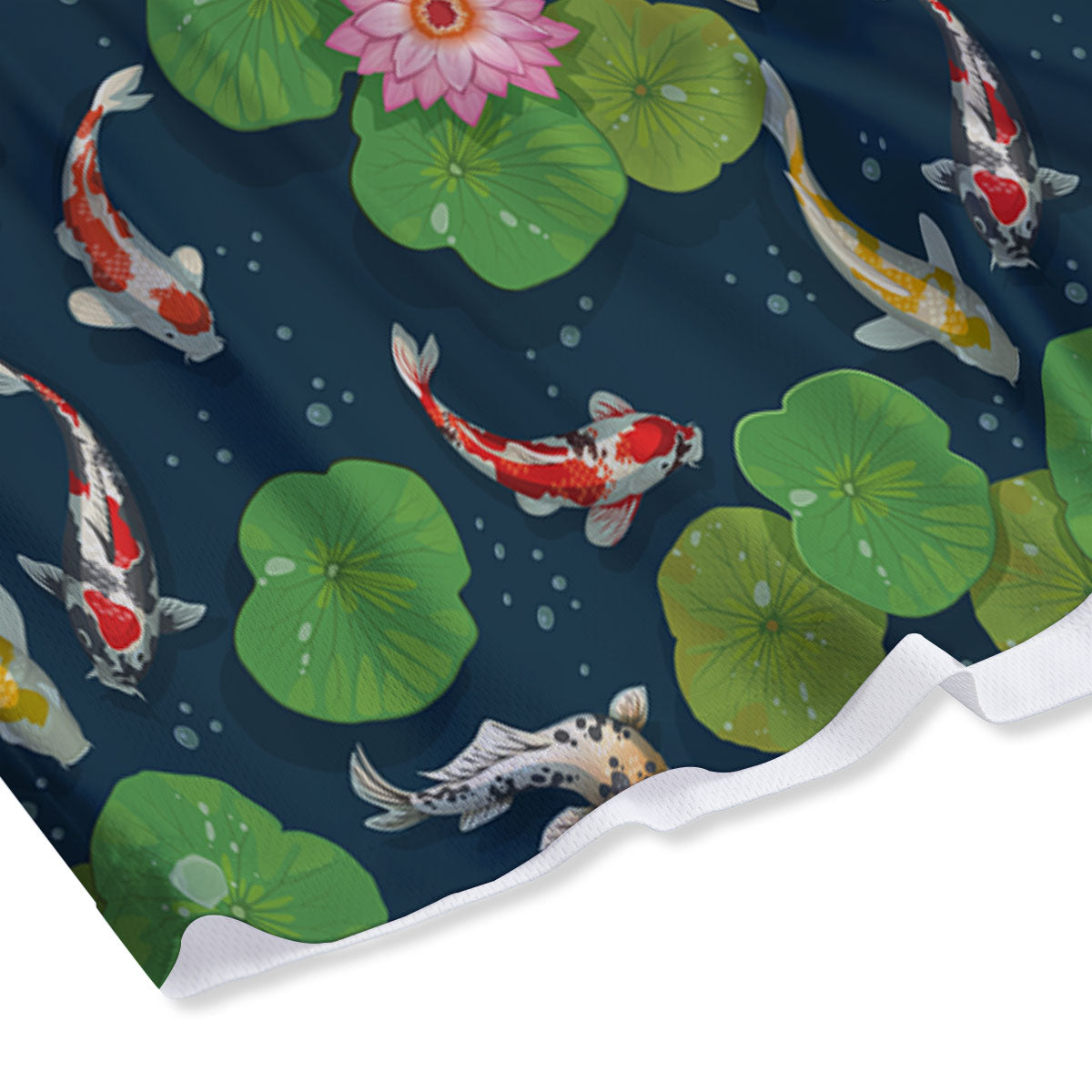Lotus And Koi Carp Print Pattern Mesh Shorts