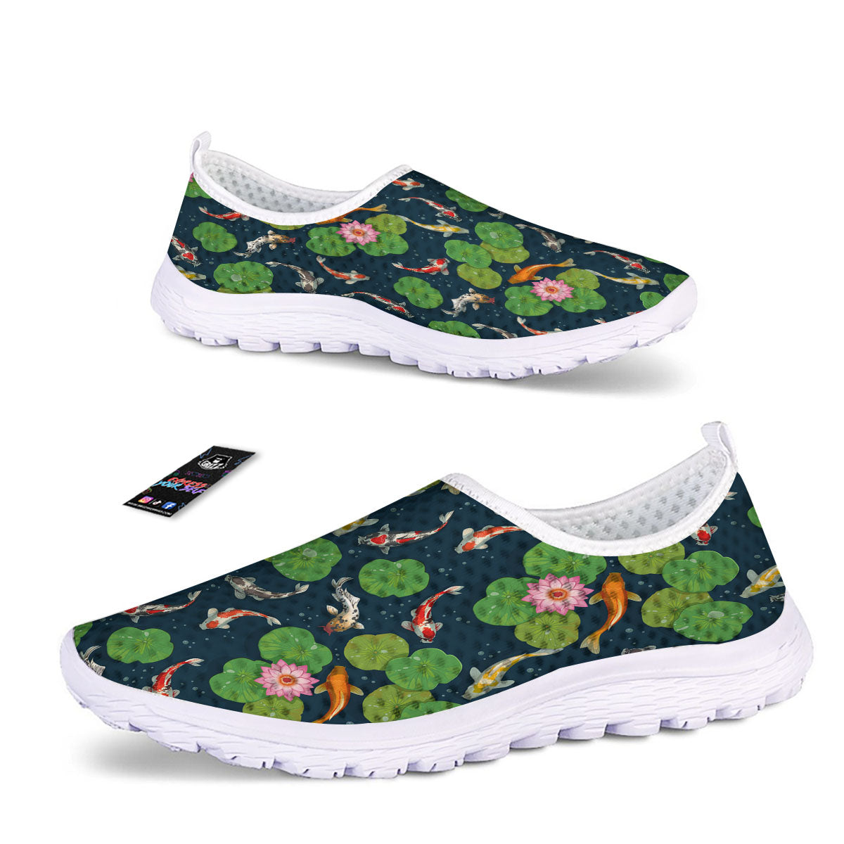 Lotus And Koi Carp Print Pattern Nurse Shoes-grizzshop