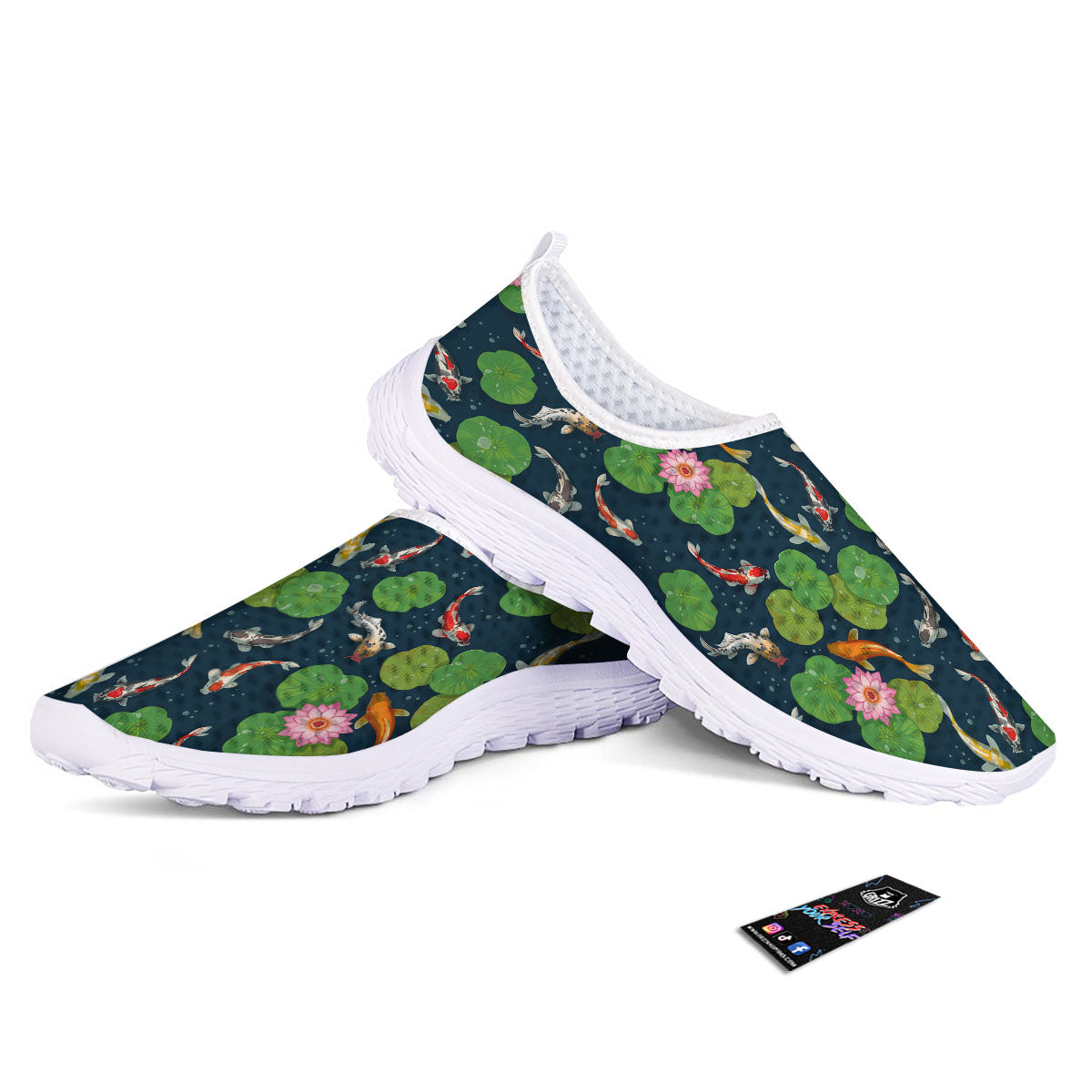 Lotus And Koi Carp Print Pattern Nurse Shoes-grizzshop