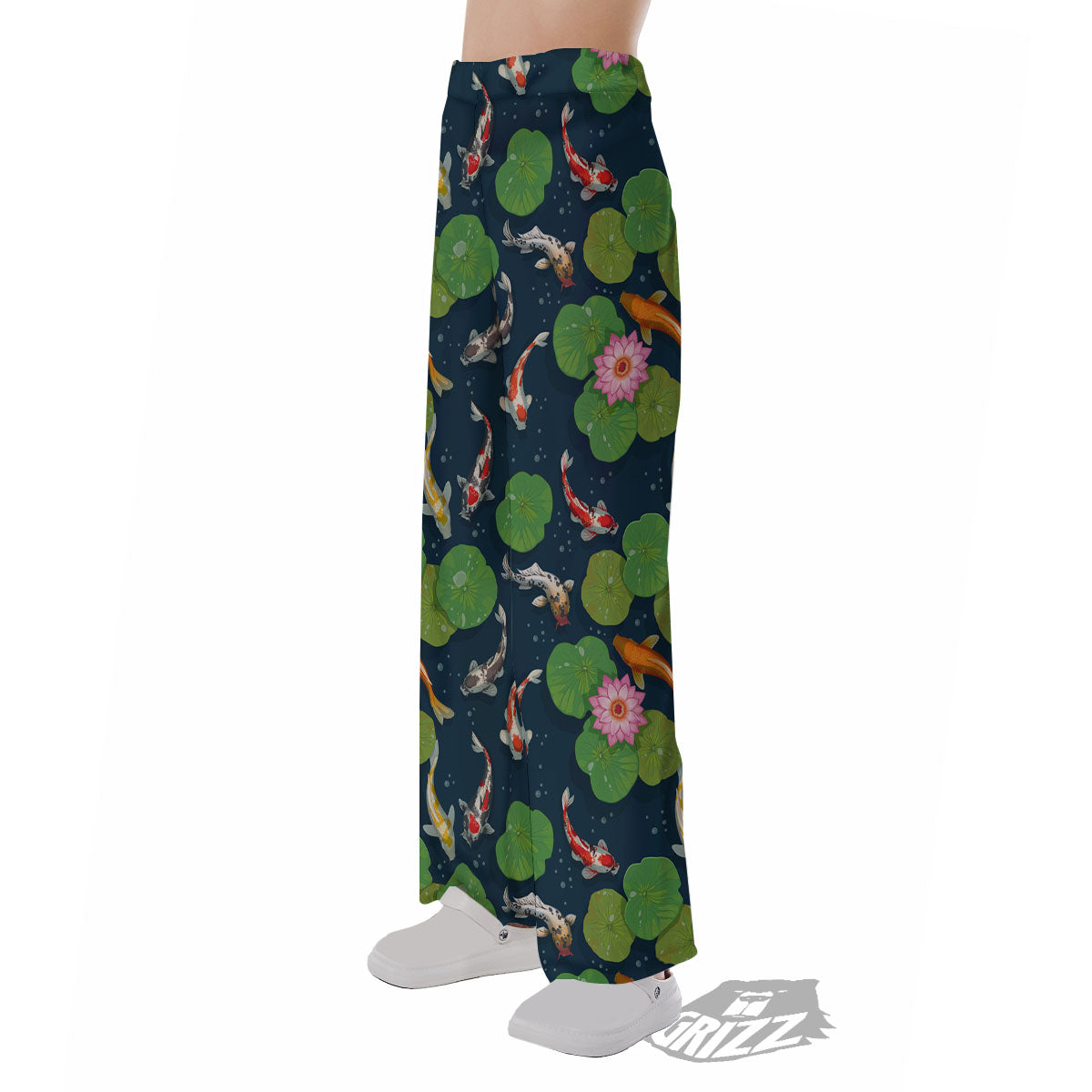 Lotus And Koi Carp Print Pattern Pajama Pants-grizzshop