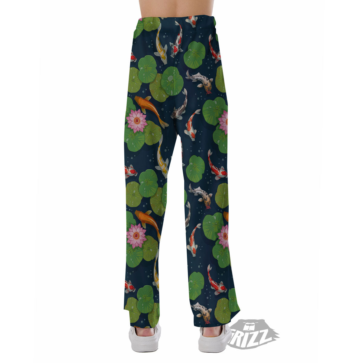 Lotus And Koi Carp Print Pattern Pajama Pants-grizzshop