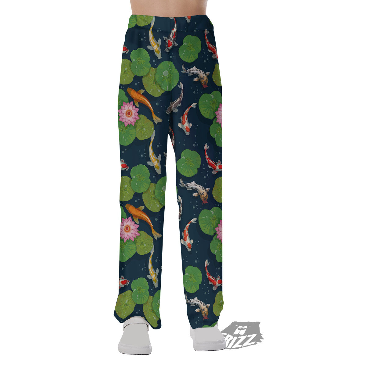 Lotus And Koi Carp Print Pattern Pajama Pants-grizzshop